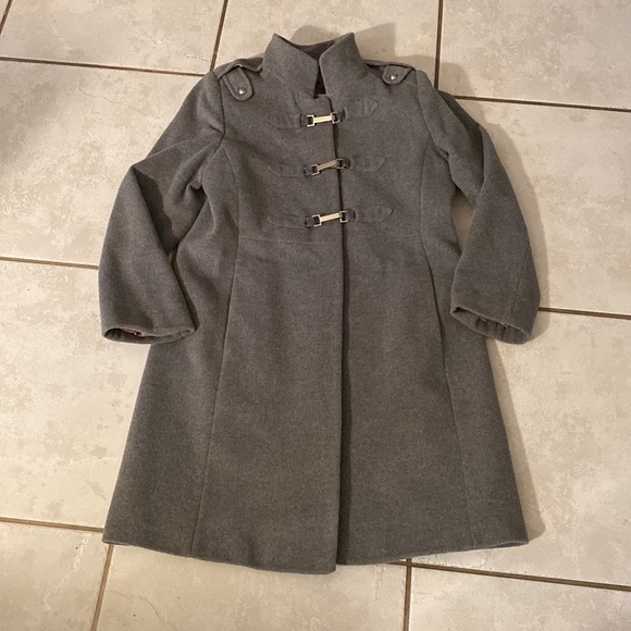 Vintage LL COLLEZIONI ITALIA Military Decorative Clasps Heather Grey Coat - Picture 6 of 11